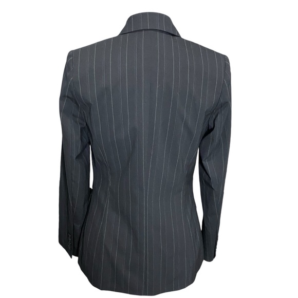 BCBG Maxazria Women Black Pinstripe Blazer Suit Jacket Work Career Academia 6 - Picture 7 of 10